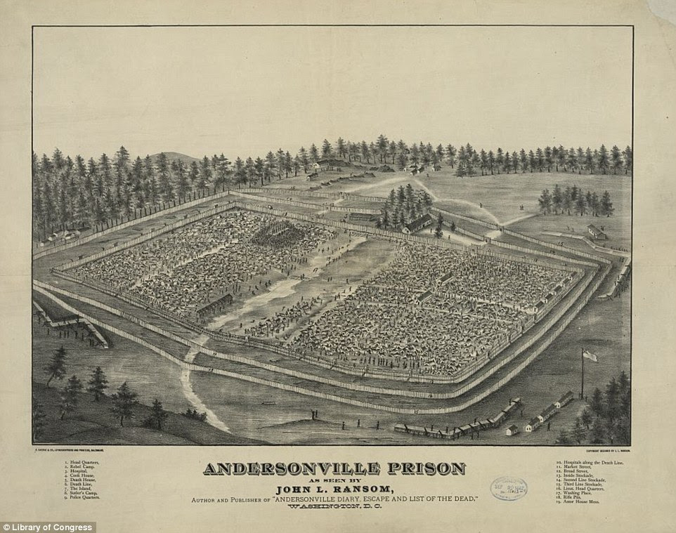 At its height in August of 1864, the camp held more than 33,000 PoWs in just 26 acres of open ground - without shelter or even clothing for the inmates