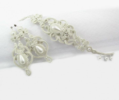 Hand embroidered bridal soutache jewellry jewellery Hand embroidered bridal set