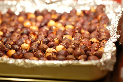 Toasting the hazelnuts by Eve Fox, Garden of Eating blog, copyright 2012