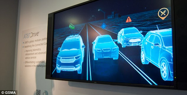 BMW, Qualcomm, Audi and AT&T all had connected cars and systems on display at the show in Barcelona, and each had slightly different features. This AT&T demonstration shows smart traffic management