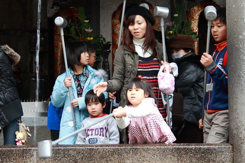 Three spring water flowing in Kiyomizu temple