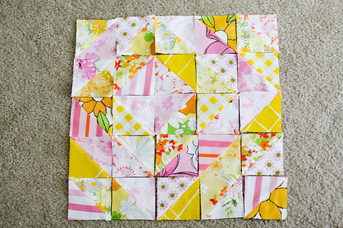 Vintage Sheet Half-Square Triangle Pillow Tutorial - In Color Order