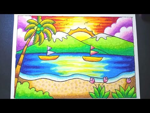 Mewarnai Pemandangan Gunung Coloring And Drawing