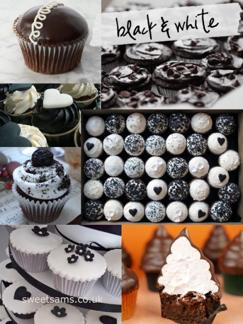 Black White cupcakes with hearts Just so cute