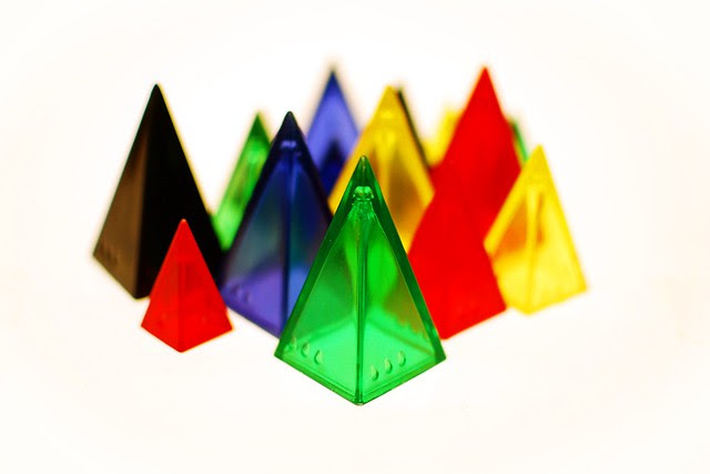 Colorful pyramidal pieces