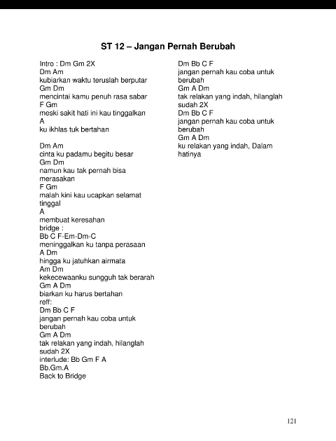 Chord St12 Jangan Pernah Berubah Chord Walls