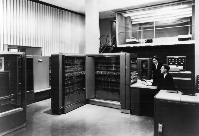 This 1954 photo provided by IBM shows a 700-series Electronic Data Processing Machine. 