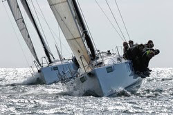 J/111 one-design sailing upwind off Cowes, England