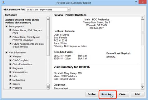 patient visit summary report pcc learn