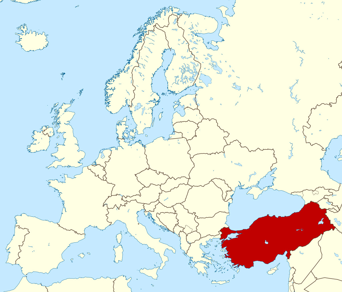 Turkey On Map Of Europe | Tourist Map Of English