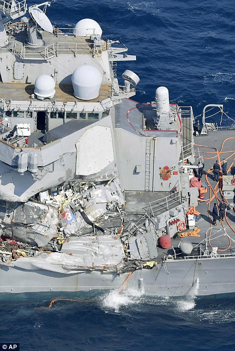 The commander of the guided missile destroyer Bryce Benson was injured during the collision