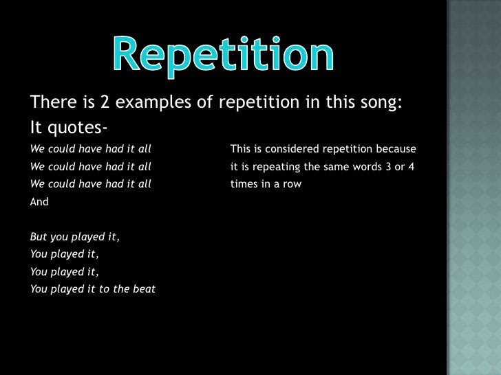 REPETITION EXAMPLES Alisen Berde