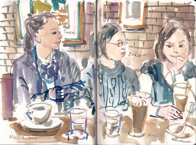 in a cafe near Kitakamahura station.