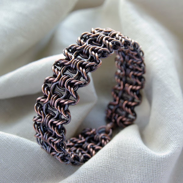 Chainmaille jewelry bracelet / oxidized copper bracelet / statement bracelet - Verha
