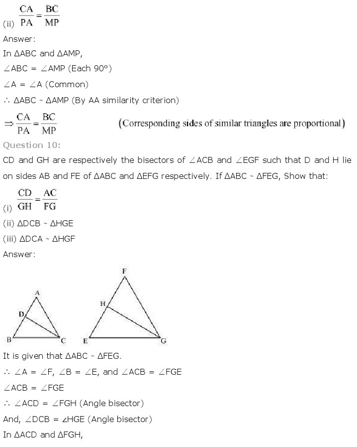 NCERT Solutions for Class 10th Maths Chapter 6 - Triangles