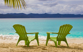 Lounge Chairs Under A Palm Tree