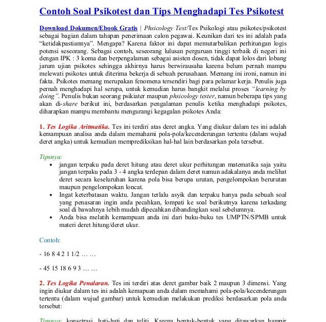 Hot Contoh Soal Tes Tevocs