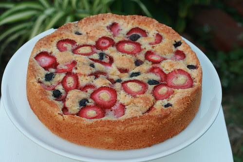 Easiest Cake Ever with Strawberries & Blueberries