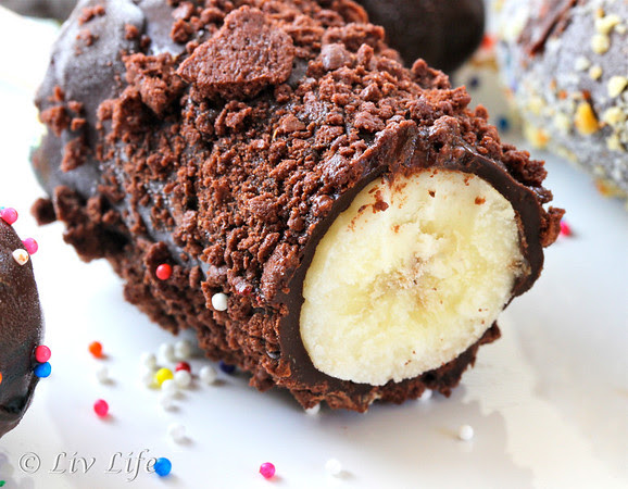 Frozen Chocolate Dipped Bananas, food photography