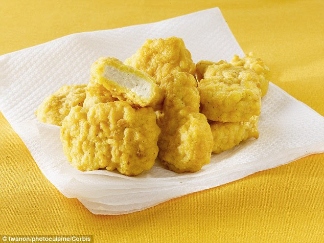 What's in a nugget? Researchers in Mississippi examined two fast-food chains' chicken nuggets and found that half or less than half of the nuggets were made of meat. The rest was made of high-fat chicken parts