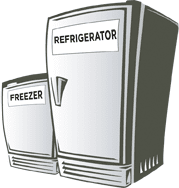 refrigerator and freezer for vaccine storage.