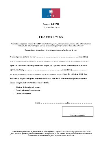 Formulaires disponibles Lettre de procuration banque
