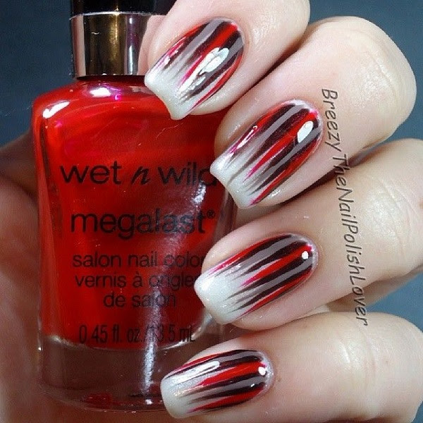Black And Red Color Nail Art