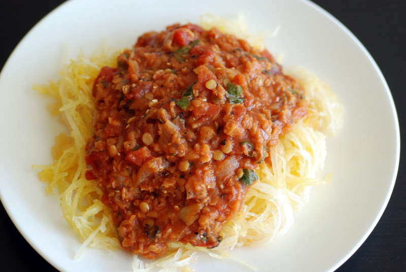Lentil Marinara Sauce with Spaghetti Squash