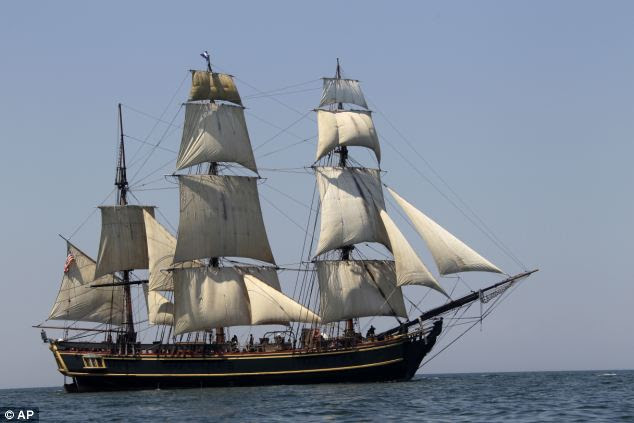 Destroyed: An image taken in July 2010 shows the tall ship HMS Bounty sailing on Lake Erie off Cleveland