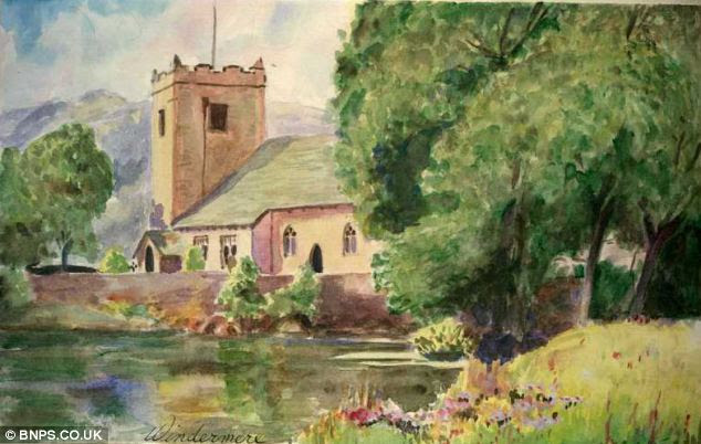 He managed to draw this picture of a church in Windermere from memory using used different coloured soil mixed with ricewater