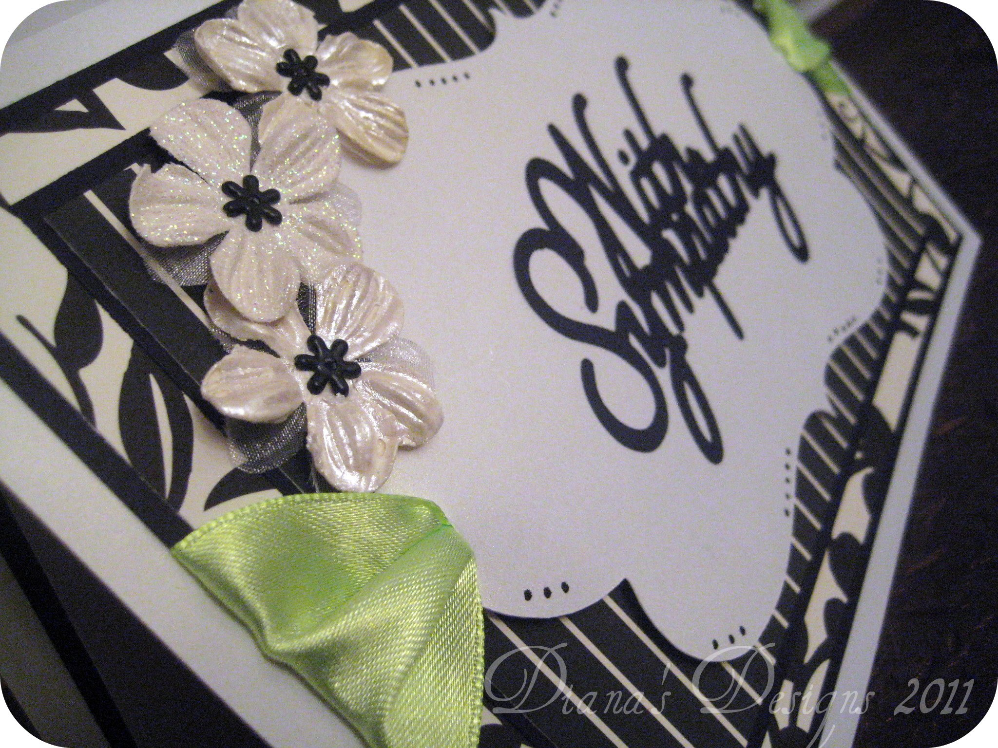 Sympathy Card in Black, White and Green