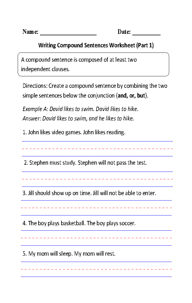 Compound Sentences Exercises For Class 7