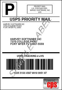 USPS eVS Label from a High Volume Shipping Software Solutions Powered by CPS