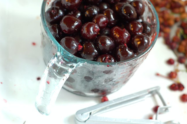 Pitted sweet black cherries by Eve Fox, Garden of Eating blog, copyright 2012