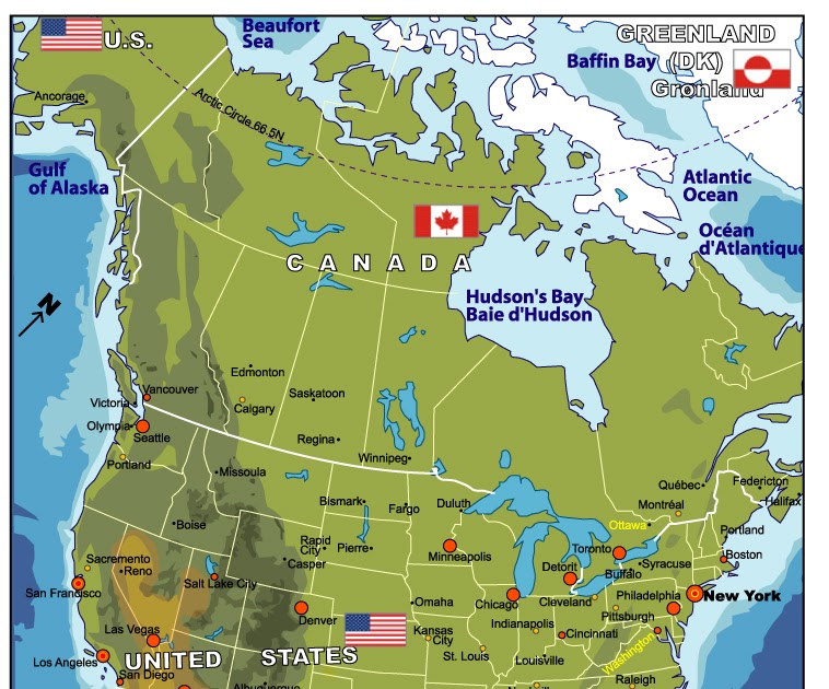 stockits style: map of north america with cities
