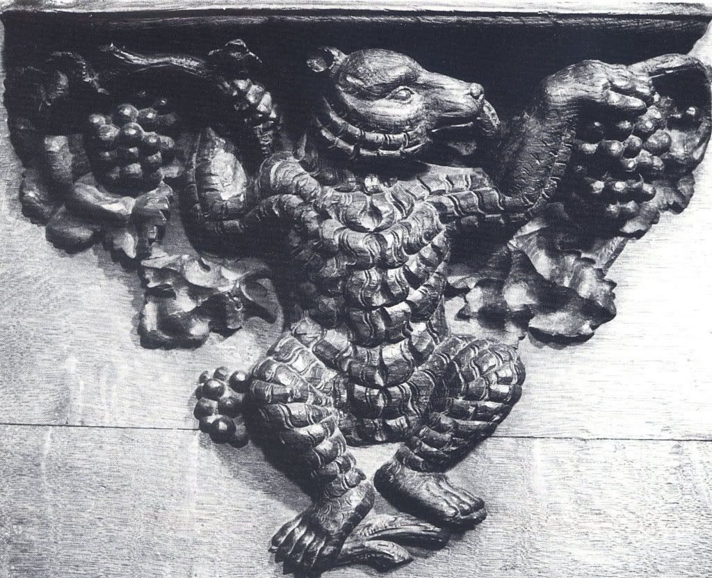 cadeiral da catedral de Colónia, séc. XIV, urso/diabo/mascarada de carnaval?