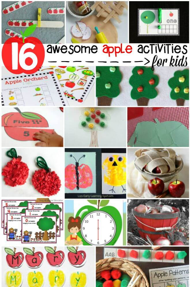 16 awesome apple activities for kids. Craft projects, math games, free printables... tons of stuff!