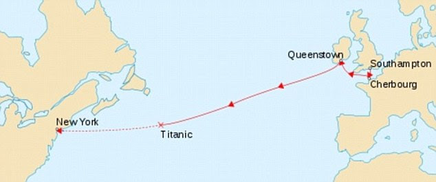First and only journey: A route map of the route taken by the Titanic on its doomed maiden voyage