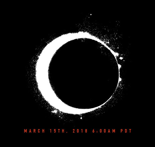 Solar eclipse graphic with date - March 15th, 2018, 6:00 AM PDT