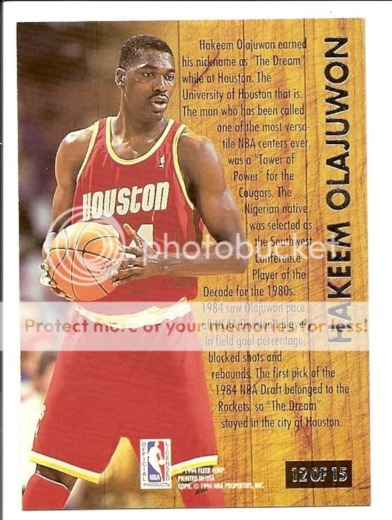 Cougar Cards 19933 94 Ultra Famous Nicknames 12 Hakeem Olajuwon