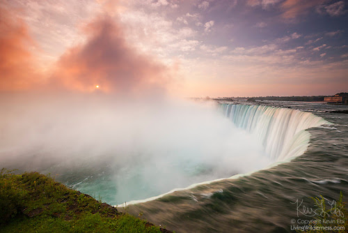 Sunrise Through Mist of Niagara Falls, Ontario, Canada