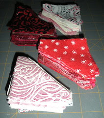 Red scraps cut into triangles