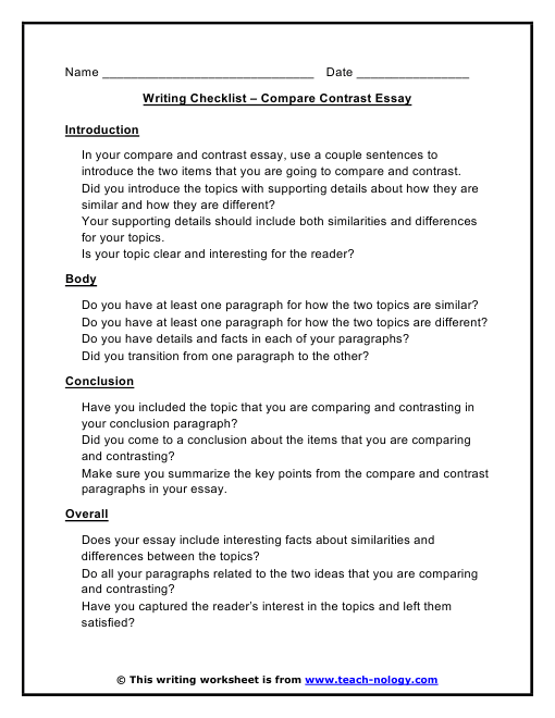 how to write compare and contrast essays novel