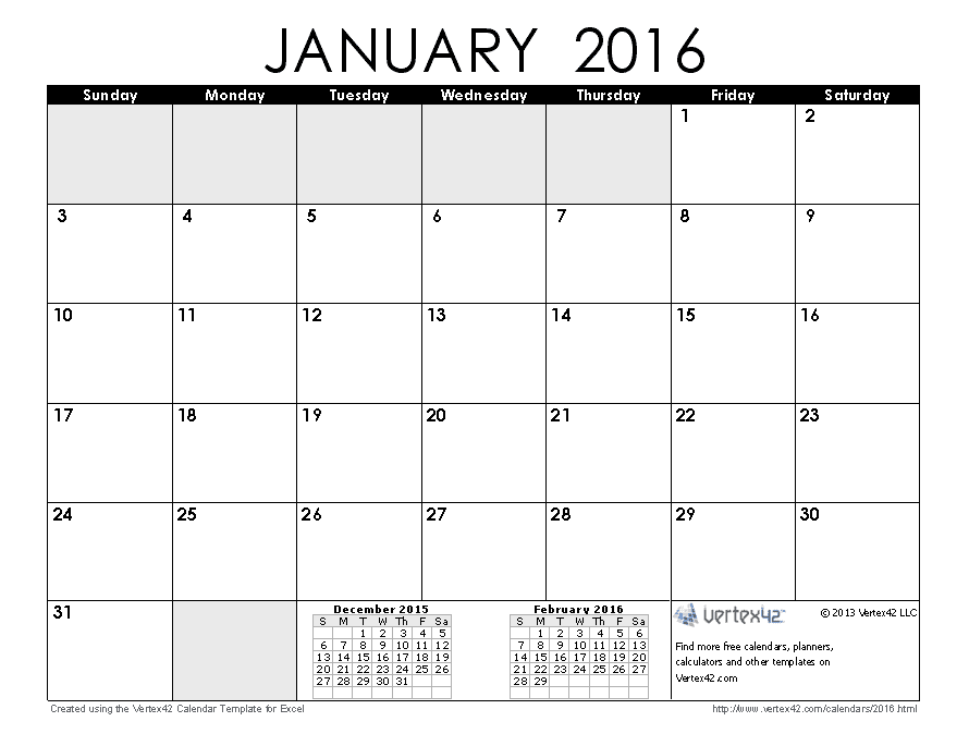 Latter January 16 Calendar