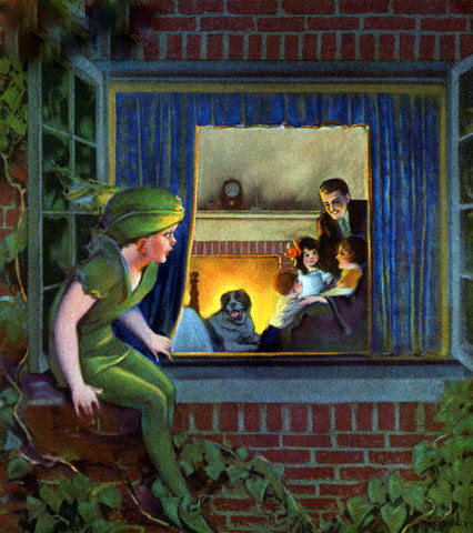 Peter Pan Watching Happy Family Peter Pan Watching Happy Family