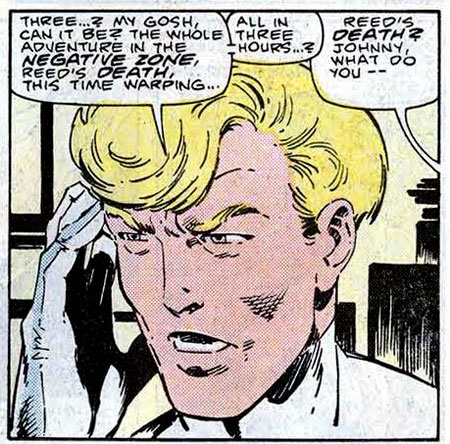But then she died, and never finished her word balloon. Death of the FF