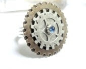 Steampunk Jewelry Ring Vintage Blue Sapphire Adjustable - pink80sgirl