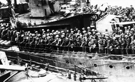 Offensive: British soldiers on board a transporter after the evacuation of Dunkirk