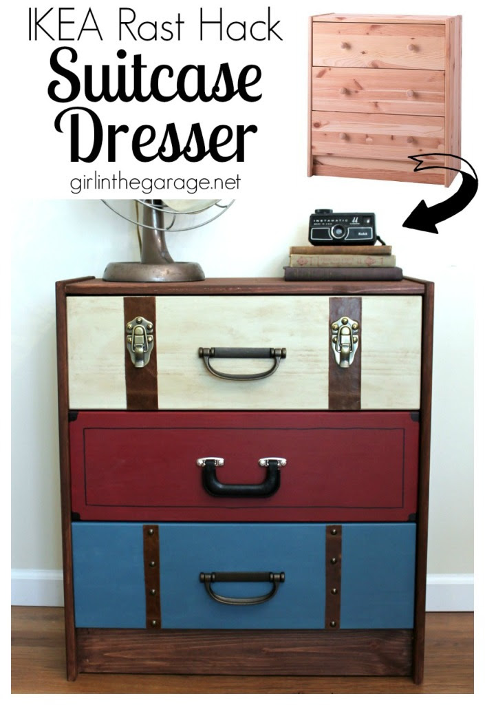 IKEA RAST Hack: A suitcase dresser makeover from an IKEA chest of drawers.  girlinthegarage.net