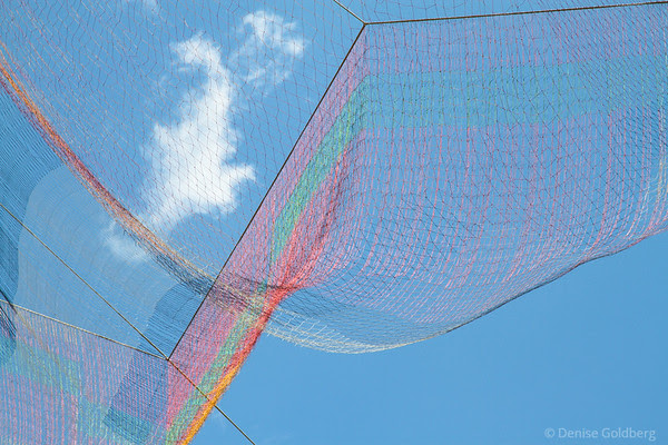 aerial sculpture created by Janet Echelman, hanging above the Rose Kennedy Greenway